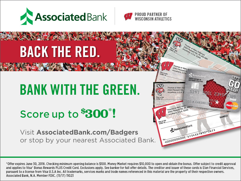 Back the red, bank with the green Wisconsin Athletics ATM screen
